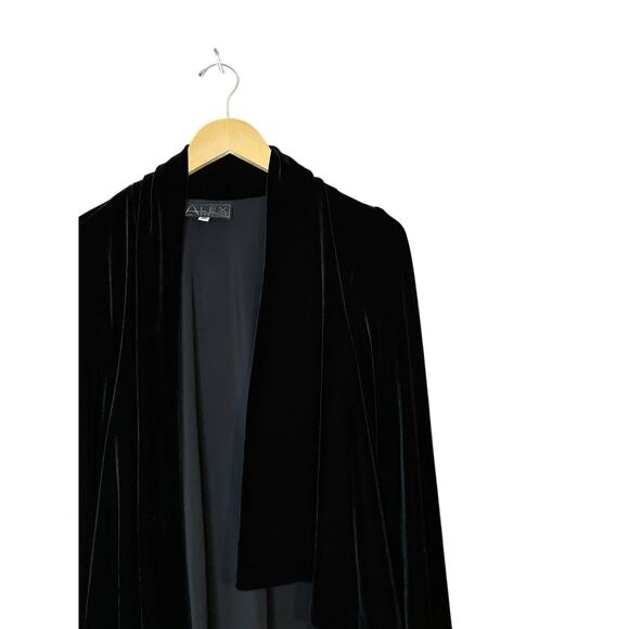 Vintage Alex Evenings Black Velvet Medium Swing Jacket Cocktail Whimsigoth - Picture 3 of 4